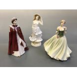 Three Royal Worcester figurines; ‘Summer’, ‘Keepsake’ and ‘In Celebration of the Queens 80th