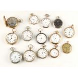 A collection of fourteen pocket watches to include the names J. Brooks, Kay Worcester and Ingersoll,