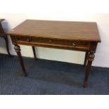 Two rosewood finished reproduction single drawer tables.