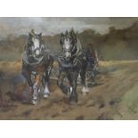 MABEL DAWSON R.S.W., S.S.A. (1887 - 1965) Framed, signed, watercolour on paper, showing two horses