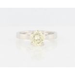 A diamond solitaire ring, set with a round brilliant cut diamond, measuring approx. 1.73ct,