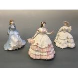 Three Coalport figurines; Ladies of Fashion ‘Mary’ and ‘Southern Belle’ with ‘Olivia’.