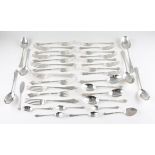 A matched part canteen of silver cutlery, comprising twelve forks, eight starter forks, eight