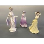 Three Coalport figurines; Ladies of Fasion ‘Jasmine’ and ‘Diana’, with ‘Helen of Troy’.