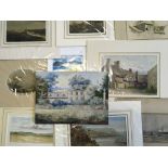 A collection of lithographs, watercolours and other paintings, by various artists, depicting