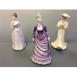 Three Coalport figurines; Ladies of Fashion ‘Sarah’, ‘Penelope Ann’, with ‘X’.