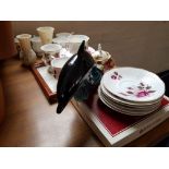 Dinner ware to include Belker and Royal Albert together with a collection of framed cricket autograp