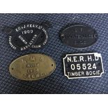 Assorted small railway metal plaques to include LMS and B.R.