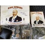 Two King Edward boxes various coins.