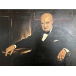 J. P. BROWN. A framed oil on canvas, titled ‘Sir Winston Churchill after the artist’, Portrait of