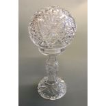 A two piece cut glass table lamp, height 37cm.