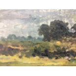 J. HERBERT SNELL. A framed oil on panel, landscape with trees, 11cm x 20cm.