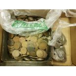 A collection of coins, mostly 20th Century.