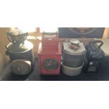 Assorted railway lamps for multiple railway companies in black, white and red painted finishes