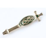 A David Andersen enamel Celtic / Viking design brooch, with green enamel decoration, stamped 925 and