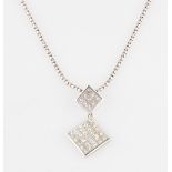 A diamond pendant, the square design set with princess cut diamonds, total diamond weight approx.