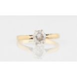 A diamond solitaire ring, set with a transitional cut diamond, measuring approx. 0.50ct, stamped