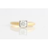 A diamond solitaire ring, set with an octagonal cut diamond, measuring approx. 0.70ct, stamped