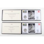 Two 2019 50th Anniversary of the Moon Landing £5 coin covers, one being a silver proof coin.