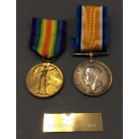 World War One War and Victory medals belonging to 43409 Pte. R. S. Moss. M.G.C.