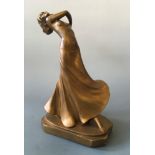 G. LEONARDI. A signed Art Deco bronze painted chalk semi-clad dancing figurine, marked 223, height