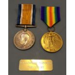 A World War One War and Victory medals belonging to 7523 Sjt. A. A. Parsons 4-Lond. R.