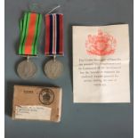 World War Two Defence and Victory medals, belonging to Sqn. Ldr. MI Mason, with postage box and