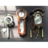 Three wall clocks, one skeleton, one wind up.