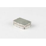 A Victorian silver snuff box, of rectangular form with machined engraving and central monogram,