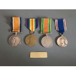 World War One War and Victory medals with World War Two Defence and George VI Coronation medals