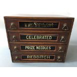 W. Woodfield & Sons Redditch four drawer haberdashery box.