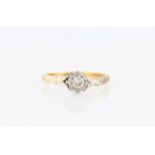 A diamond solitaire ring, set with a round brilliant cut diamond, measuring approx. 0.15ct,