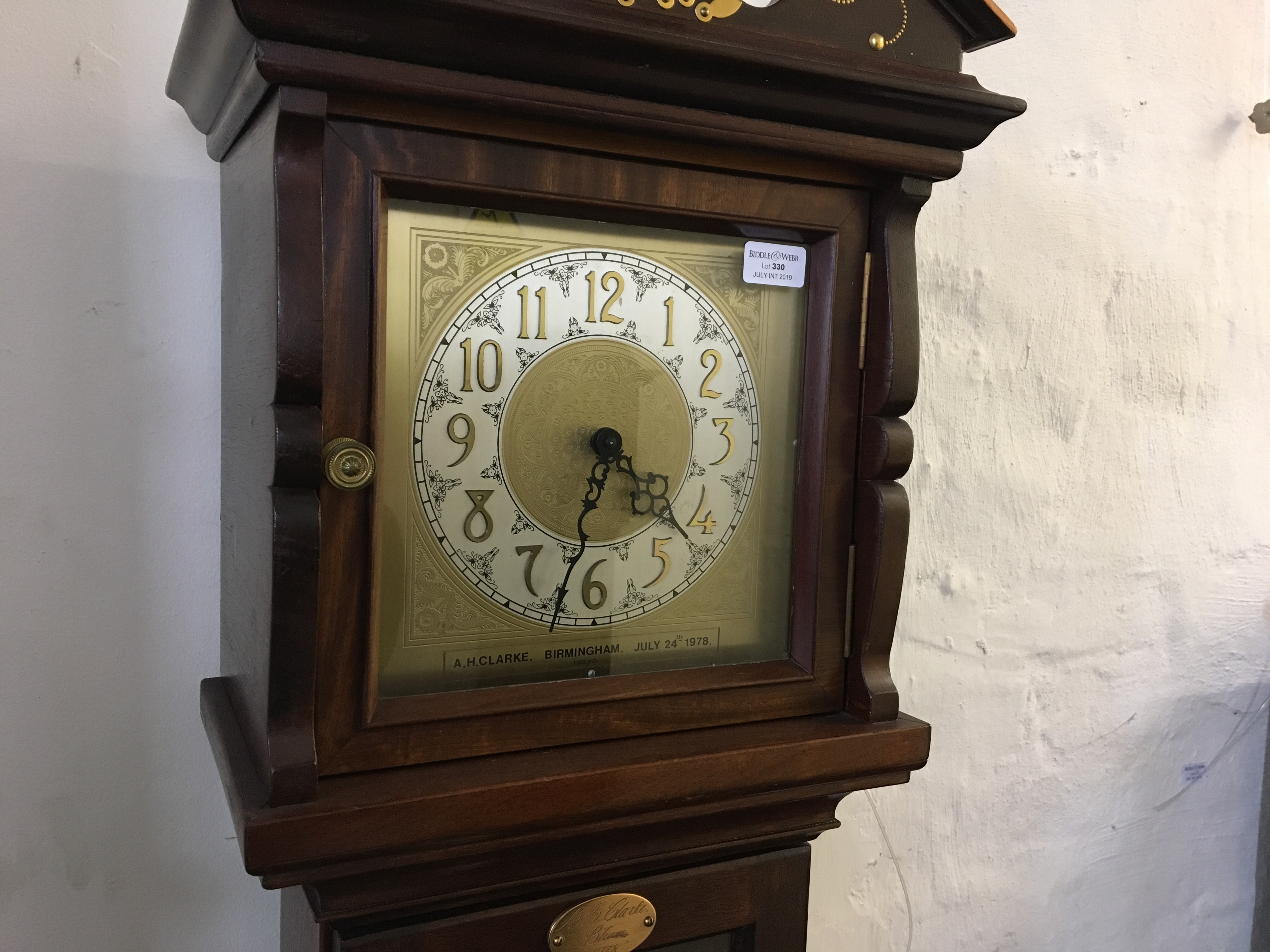 An A.H. Clarke Birmingham 1978 hall clock. - Image 2 of 2