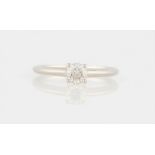 A hallmarked platinum diamond solitaire ring, set with a master cut diamond measuring approx. 0.