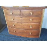 Mahogany Victorian bow fronted chest with two short and three long drawers.