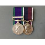 Two Elizabeth II medals including Campaign Service medal with Radfan clasp and For Long Service