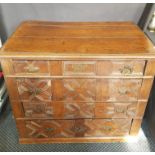 Late 17th century oak four drawer chest with later handles added.