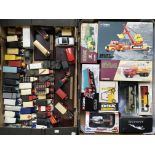 Two boxes of model vehicles including Corgi trucks, Burago, etc, some boxed, some loose.