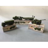 A Dinky Toys 622 10-ton army truck, 660 tank transporter, 661 recovery tractors, in boxes.