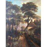 J.J. HUGHES. Framed, signed, titled ‘At Iford Bridge near Bournemouth’, oil on canvas, rural scene