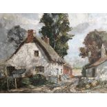 P. JACK CROSS. Framed, unsigned, oil on board, rural cottage scene, titled verso, 'Meon Valley