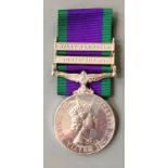 A Queen Elizabeth II Campaign Service Medal, with Malay Peninsula and South Arabia clasps, belonging