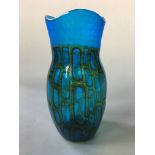 A Murano blue and green glass vase, made by Adriano Dalla Valentina, height 26cm.