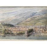 Framed, unsigned, watercolour on paper, in the style of Alexander P. Thompson, Lake Garda with