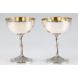 A pair of late 19th/early 20th Century Chinese export silver goblets by Zeewo, the circular bowl