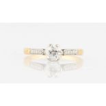 A diamond solitaire ring, set with an old cut diamond measuring approx. 0.60ct, with tapered
