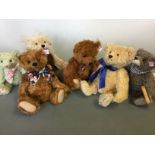 Six Steiff limited edition teddy bears including The Great American, Einstein, Elvis, etc.