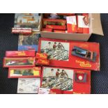 A selection of Tri-ang model vehicles, with two electric model railways RS 1 and RS 2, magazines,