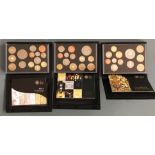 The Royal Mint United Kingdom Proof Set 2009-2011, all coins in boxes.