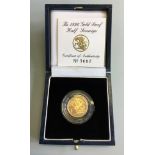 A Royal Mint 1996 gold proof half-sovereign, in box, with certificate of authenticity.